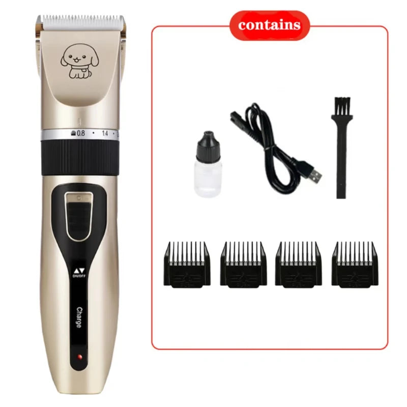 Professional Electric Pet Hair Clipper Set - Silent, USB Rechargeable Grooming Tool for Cats and Dogs