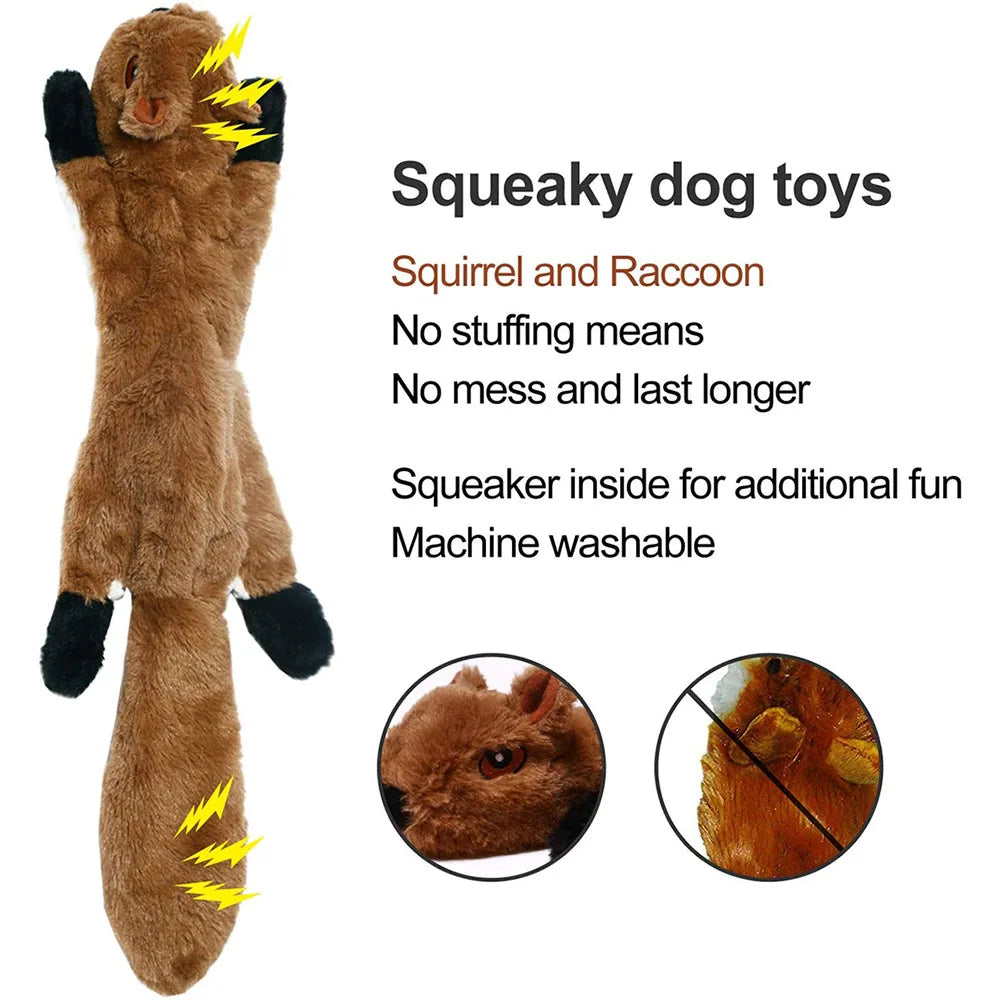 Durable Stuffingless Animal Plush Dog Toy with Squeakers - Funny Simulated Animal Design for Chewing and Play