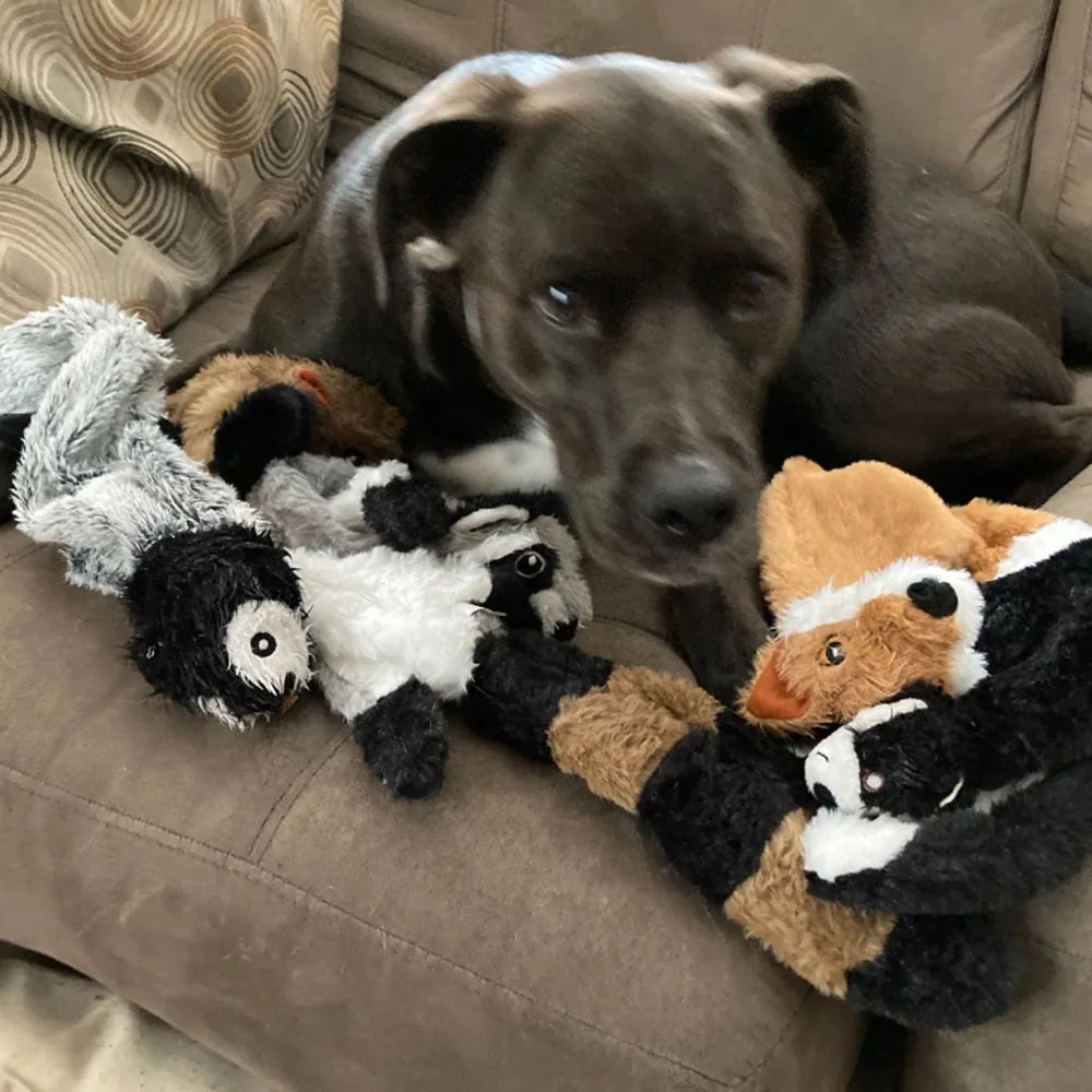 Durable Stuffingless Animal Plush Dog Toy with Squeakers - Funny Simulated Animal Design for Chewing and Play