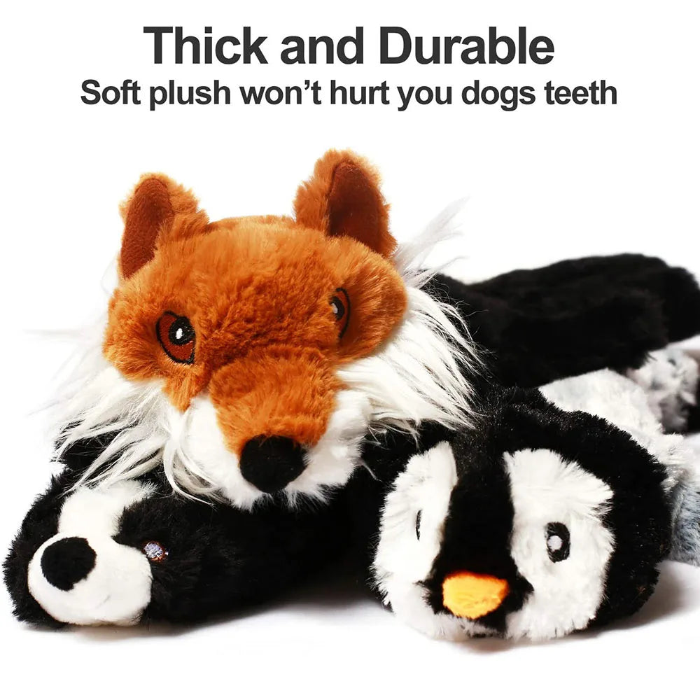 Durable Stuffingless Animal Plush Dog Toy with Squeakers - Funny Simulated Animal Design for Chewing and Play
