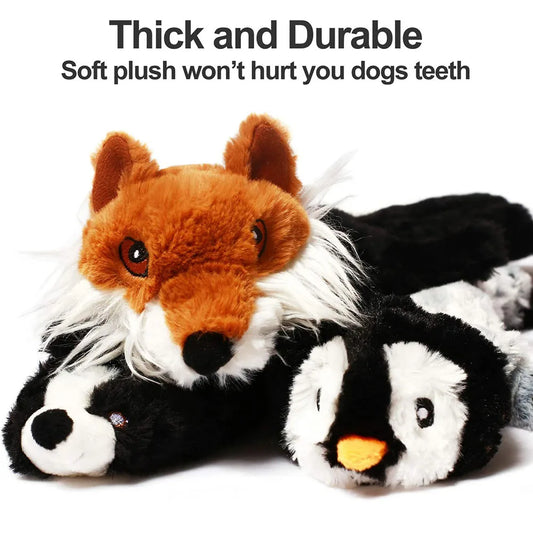 Durable Stuffingless Animal Plush Dog Toy with Squeakers - Funny Simulated Animal Design for Chewing and Play