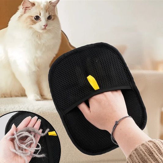 Pet Grooming Gloves - Static Dusting Brush for Effective Removal of Dog and Cat Hair from Furniture, Carpets, and Clothing